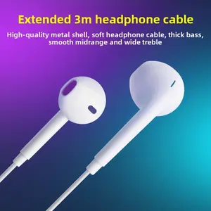 3m Long Wired Semi-In-Ear Headphones, Classic Design, 14mm Bass Driver, High-Definition Sound, Ideal for Live Streaming, Online Classes, Gaming