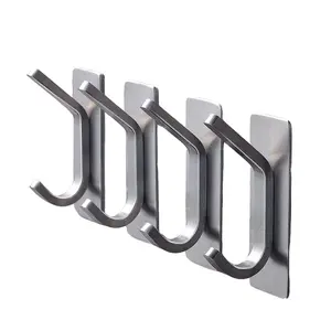 4 Pack Adhesive Towel Hooks for Bathroom or Kitchen, No Drilling Wall Hooks for Robes, Coats, Clothes, Easy Install