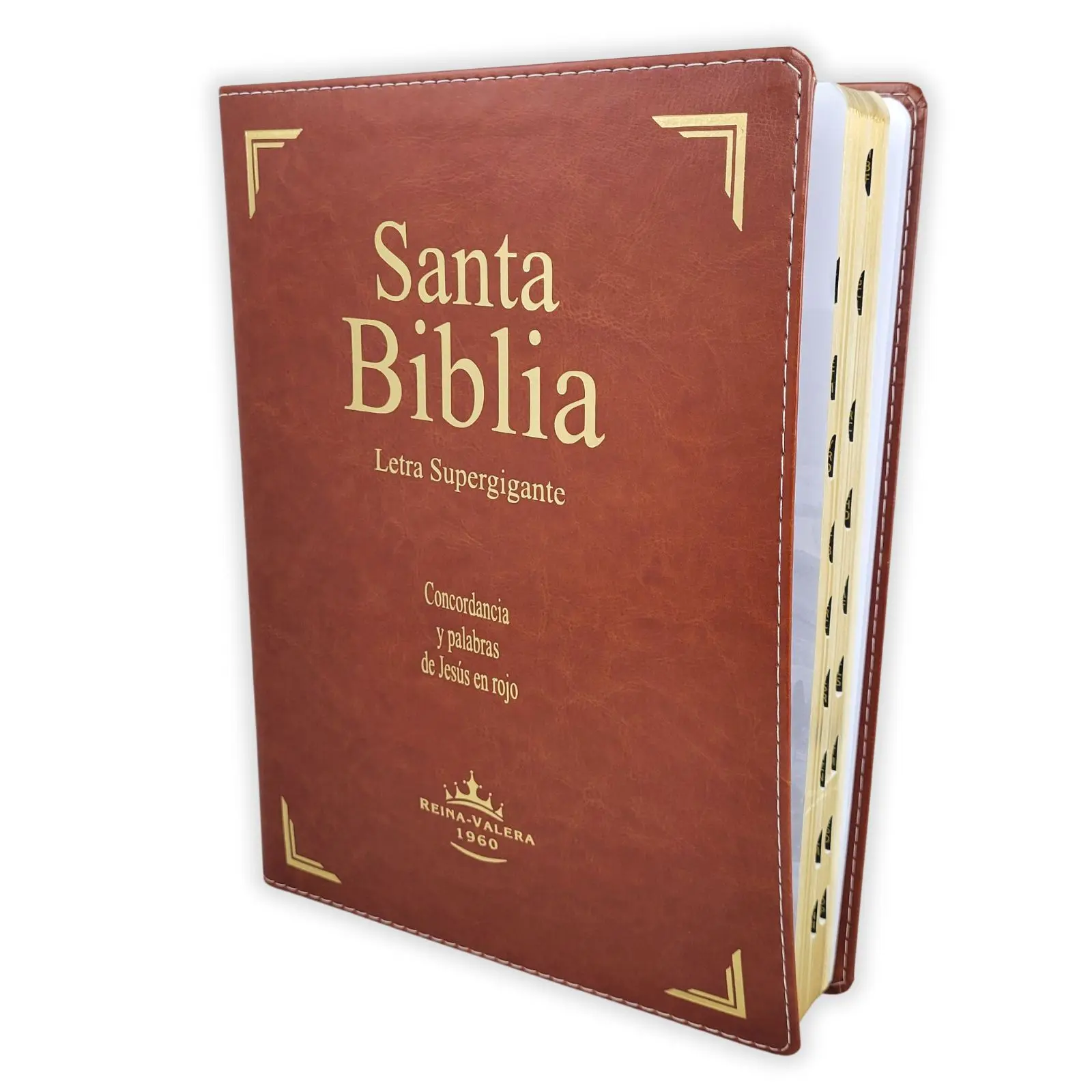 Biblia Letra Supergigante 18 puntos Reina Valera 1960 imitacion piel marron con indice