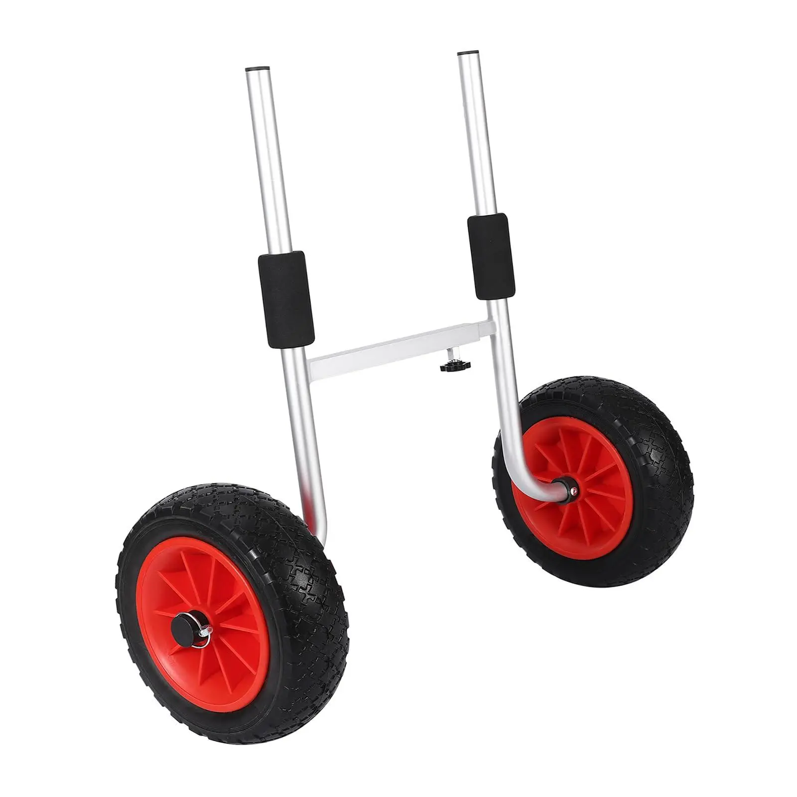 Garvee Heavy Duty Kayak Cart Detachable Canoe Trolley with Foam Protection | 220lbs load capacity, 10-inch solid tires, adjustable width frame, flat-free rubber wheels, easy transport, no inflation