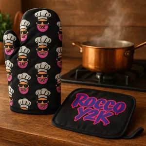 Rocco.Y2K Oven Mitt & Potholder (black)