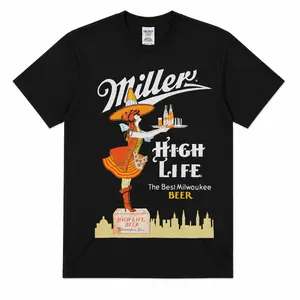 Miller High Life Server Vintage Graphic T-Shirt, Retro Beer Waitress Illustration Tee, Classic Milwaukee Beer Inspired Shirt, Old School Brewery Artwork, Unisex Casual Cotton Tee for Men Women, Beer Lover Gift