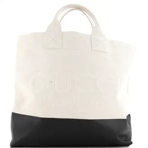 Pre-owned GUCCI Canvas Plain Tote Bags REBAG Logo Embossed Open Tote Canvas by Rebag