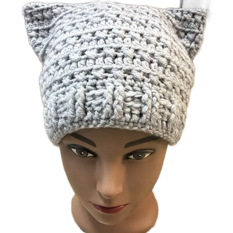 Handmade Crochet Cat Ear Beanie 100% Acrylic Soft and Stylish for All Seasons