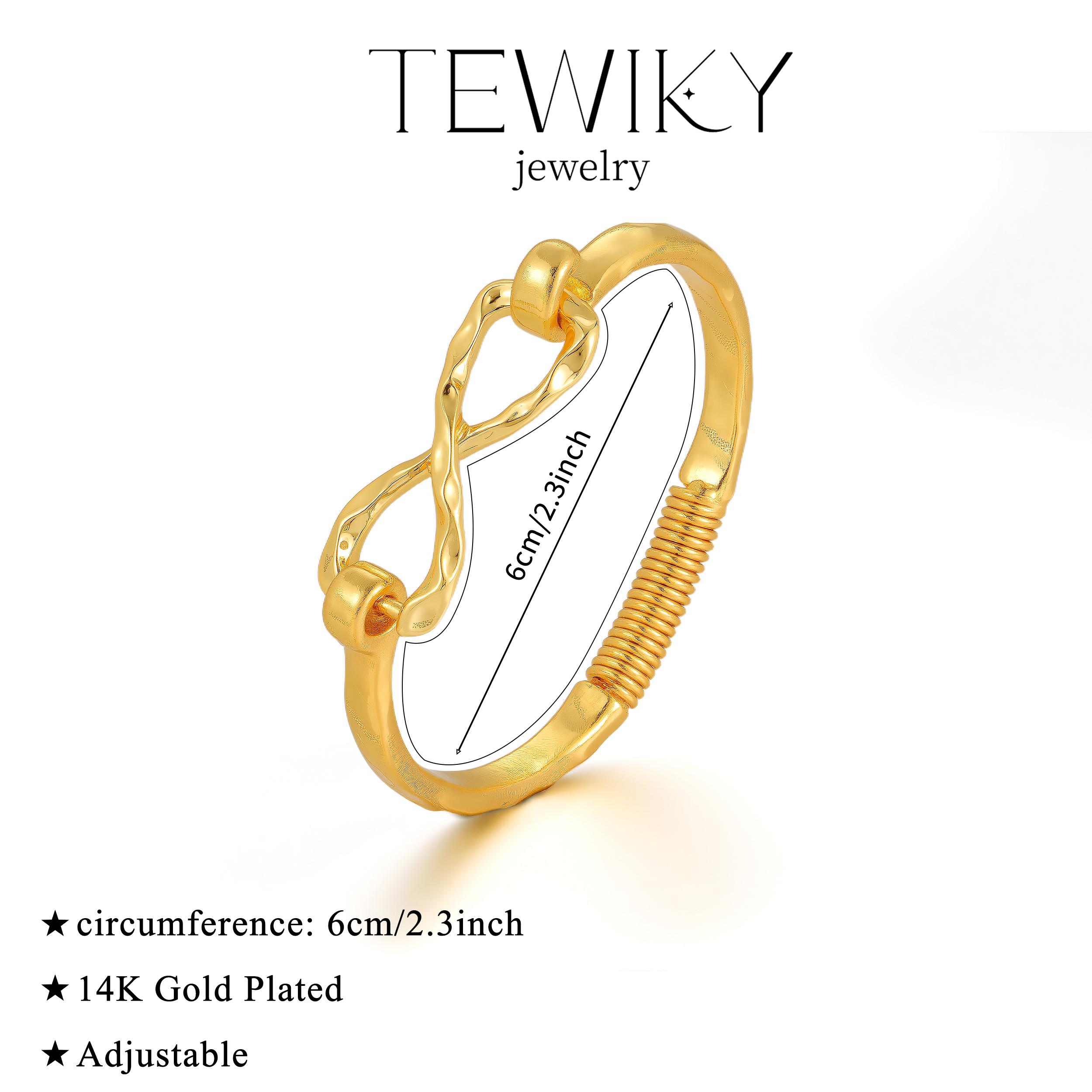 Tewiky 14K Gold-Plated Adjustable Spring Bracelet with Paperclip Symbol Design for Women Perfect for Daily Outfits Mother's Day Gift