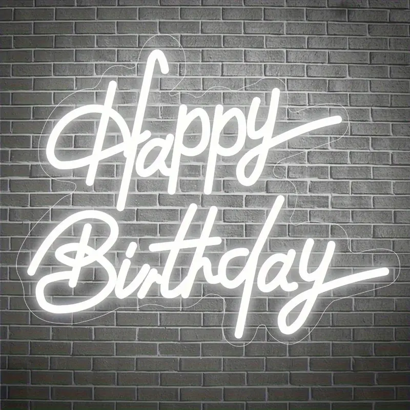 Happy Birthday Neon Wall Decor, LED Lighting Signs Birthday Decor, Home Decor Birthday Lighting LED Signs, Best Personalized Birthday Gifts for All Parties (16 ", Warm White)
