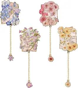 4 count Metal Bookmark, Hollow Flower Book Mark for Book Lovers,  Bookmarks for Reading Women, Men, Teacher, Students