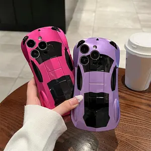 Fashion Car Design Phone Case, 3D Sport Car Silicone Soft Phone Case, Shockproof Phone Protective Cover for iPhone 15 14 13 12 11 Pro Max, Casing
