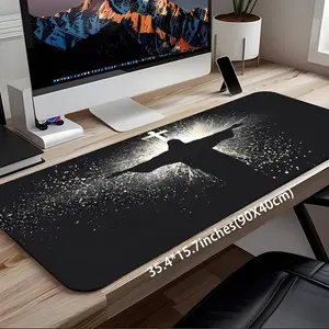 1pc Extra Large Rubber Gaming Mouse Pad, Extended Mousepad, Jesus Design Style, Fun Desktop Element, Office and Game Setup, Ideal Christmas and Halloween Gift