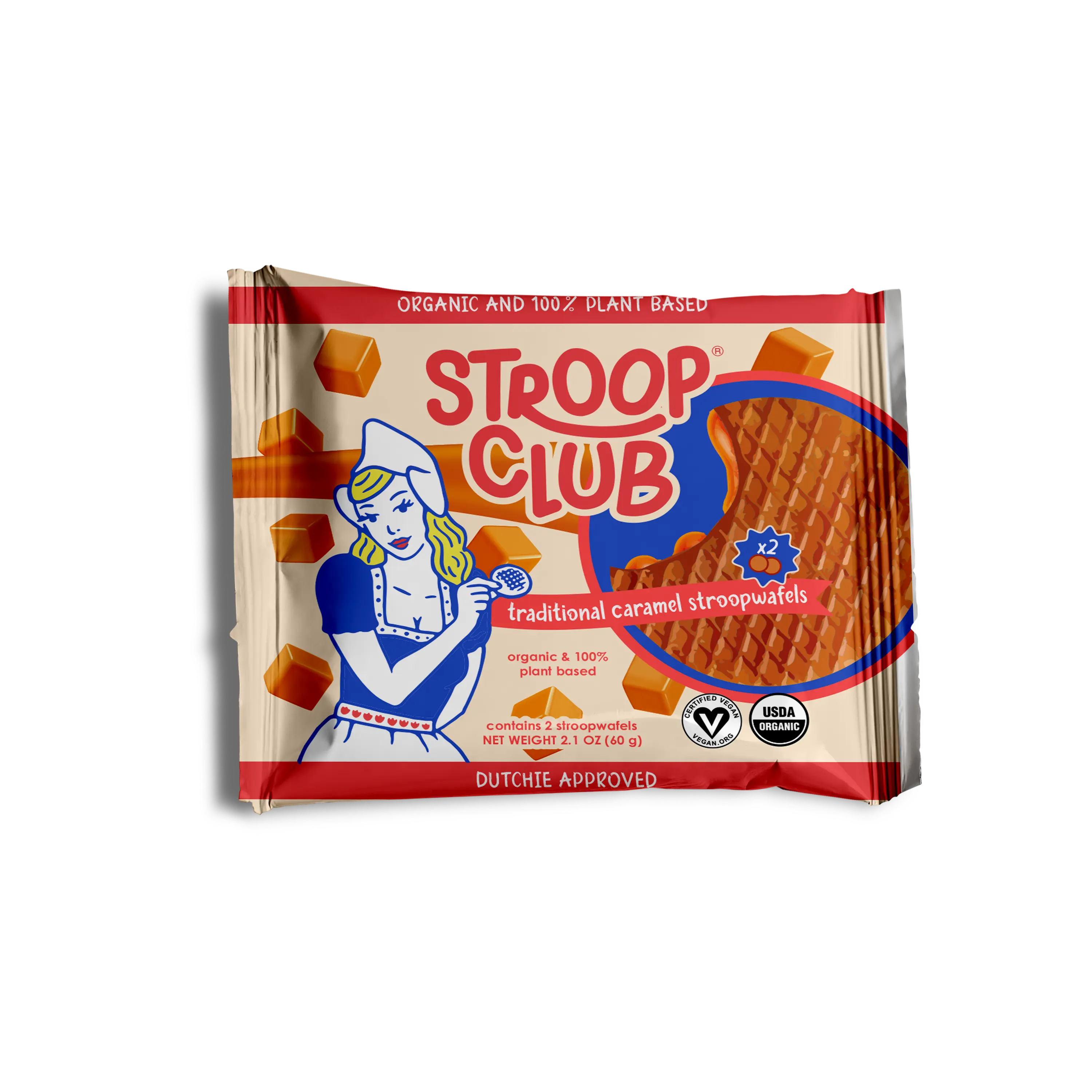 Traditional Caramel Plant Based and Organic Stroopwafels (box of 12x 2-pack - 24 total)