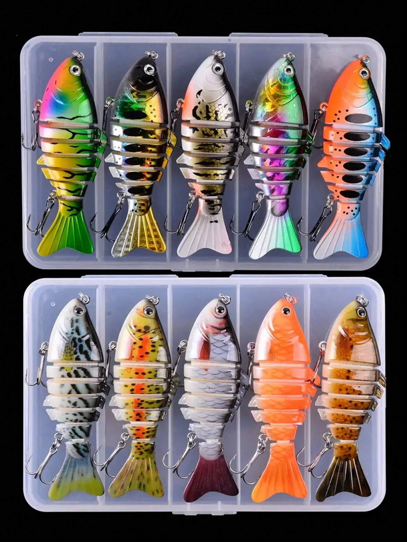 Realistic fishing bait set, focusing on multi-section baits for freshwater bass, also a good choice for gifts, multiple colors effectively attract bass/11