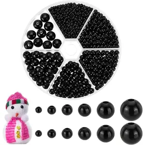 1070 count Black Round Beads, 6 Sizes Smooth Spacer Beads ABS Plastic  Beads Satin Luster Craft Beads for Bracelet Necklace Earring  Making, 3/4/5/6/8/10mm