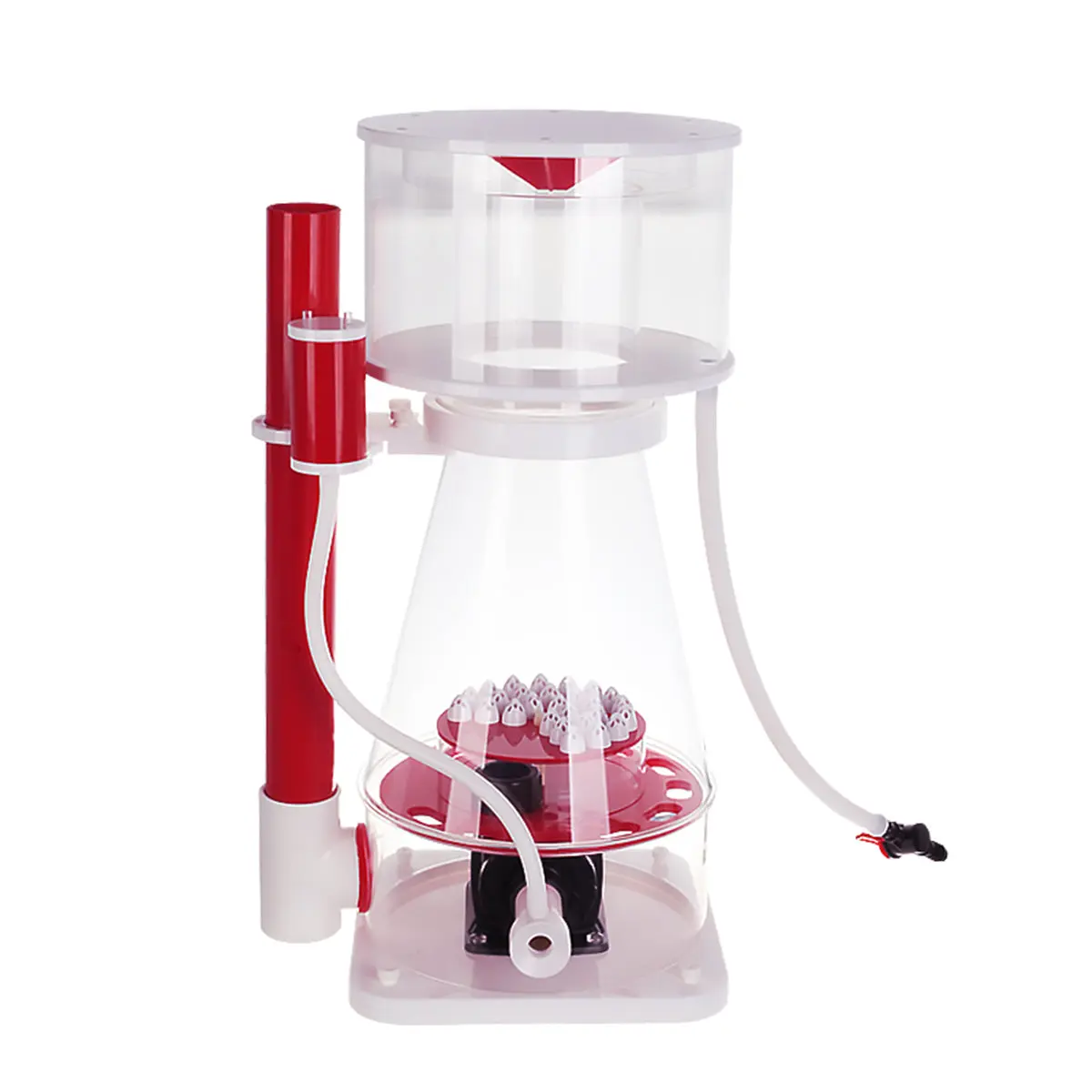 Protein Skimmer 200-500 Gal Ocean Coral Reef Fish Saltwater Aquarium Pump AD-C7PLUS with Honeycomb Bubble Plate Large Collection Cup Outlet Regulation Valve Anti-vibration Rubber Pad External Silencer, Anti-Vibration Pad, Cross-Drain