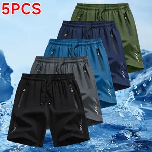 Men’s 5-Pack Quick-Dry Breathable Running Athletic Shorts with Zipper Pockets, suitable for running, gym, cycling, swimming, and outdoor activities