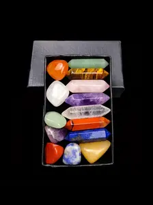Double-Ended Crystal Stone Box, Natural Quartz 7 Chakra Set, Hexagonal Gemstone Bedroom Decor, Amethyst, Unique Gift Box Design