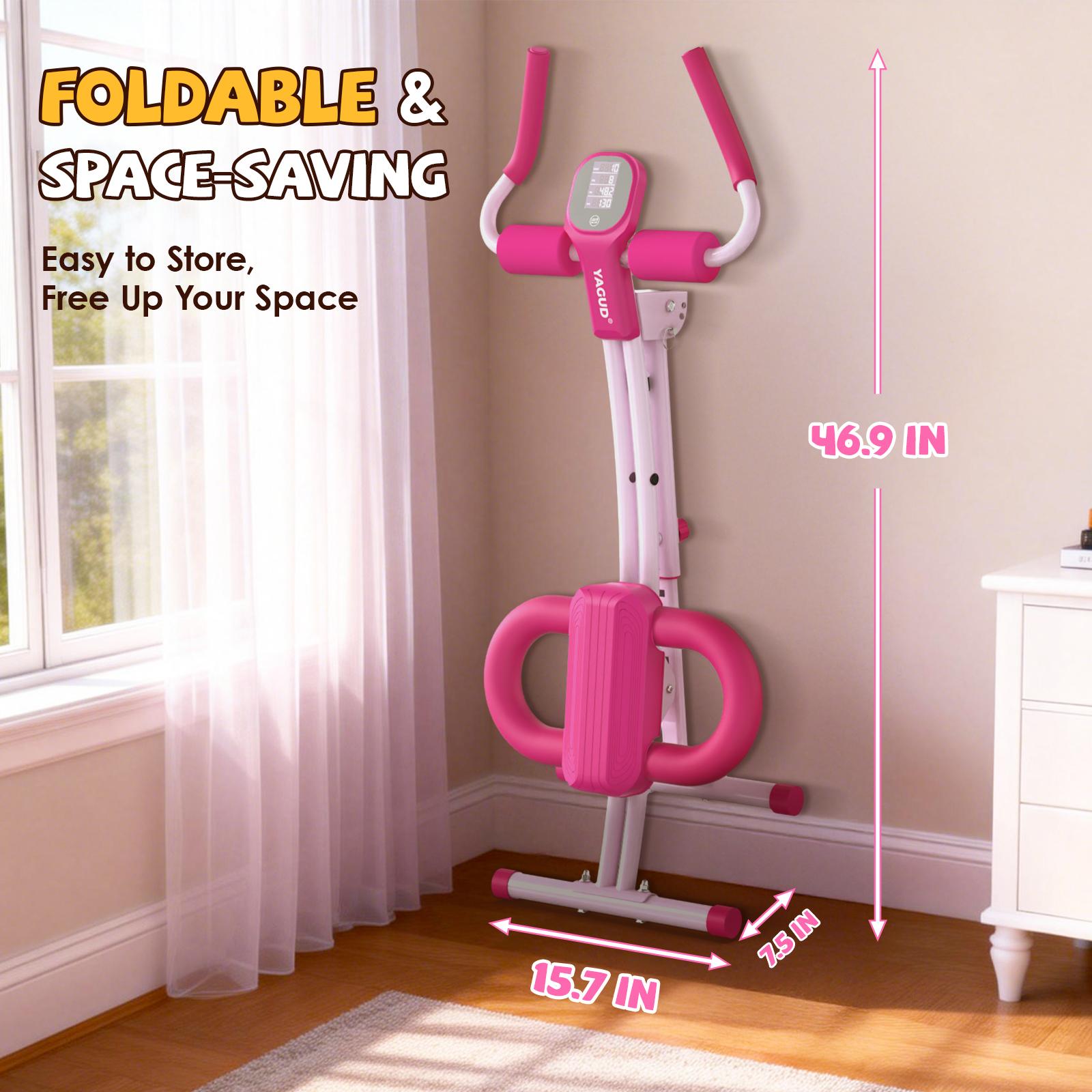 Foldable Ab Trainer Machine with LCD Monitor, 440 lbs Weight Capacity, Adjustable Core Workout Equipment for Abs, Arms & Legs, Home Gym Fitness for Women