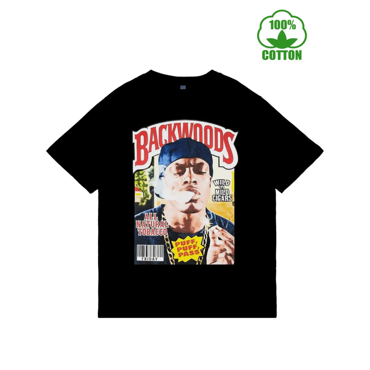 Backwoods 180G Premium Cotton Men T Shirt Short Sleeve Crew Neck Comfortable Relaxed Fit Black