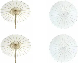 4 count White Parasol Umbrella 32 White Paper Umbrella for Wedding Paper Parasol Umbrella for Sun Bridal Party Chinese  Parasol DIY Craft Arts