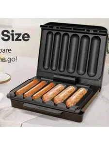 Electric Hot Dog & Sausage Grill Machine - Compact Electric Grill with Nonstick Plate, Oil Drip Tray, Cord Storage, Suitable for Veggie Sausages, Parties, Outdoor Use (Plug-in, [Specify Voltage])