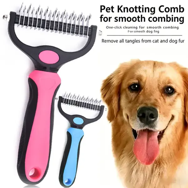 2026 Pet Grooming Brush-Double Sided Hurtless Shedding and Dematting Undercoat Rake Comb for Dogs and Cats,No More Nasty Shedding or Flying Hair,Great Products for Cute Pets