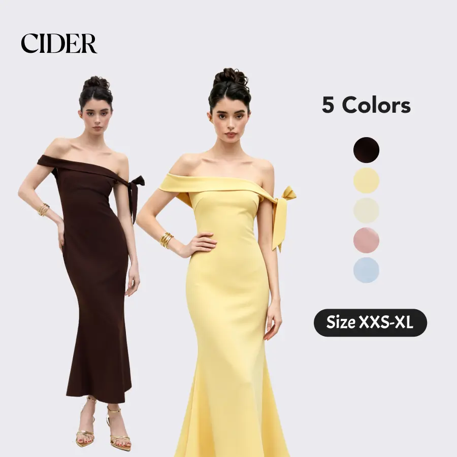 Cider Off-shoulder Asymmetrical Bowknot Mermaid Maxi Dress Chic Formal Womenswear Cider Off-shoulder Asymmetrical Bowknot Mermaid Maxi Dress Chic Formal Womenswear
