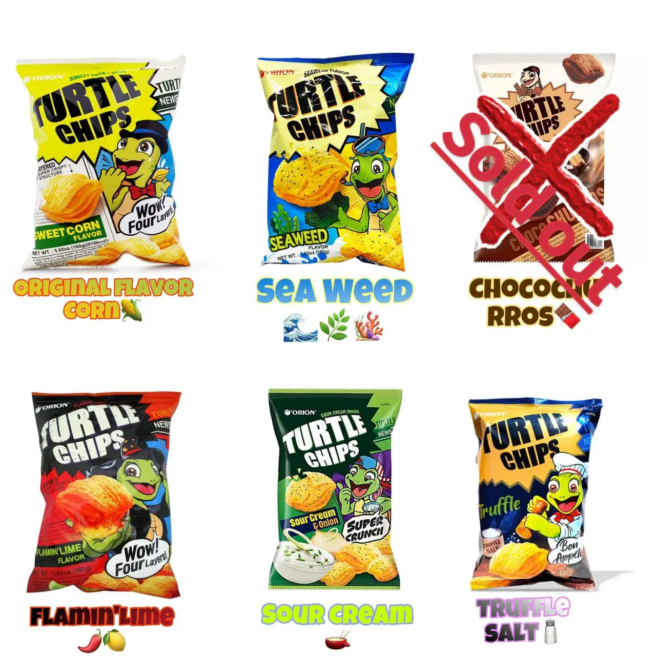 ORION 6 Flavors Ninja Turtle Potato Chips 160g Snack Crispy Crunchy chips