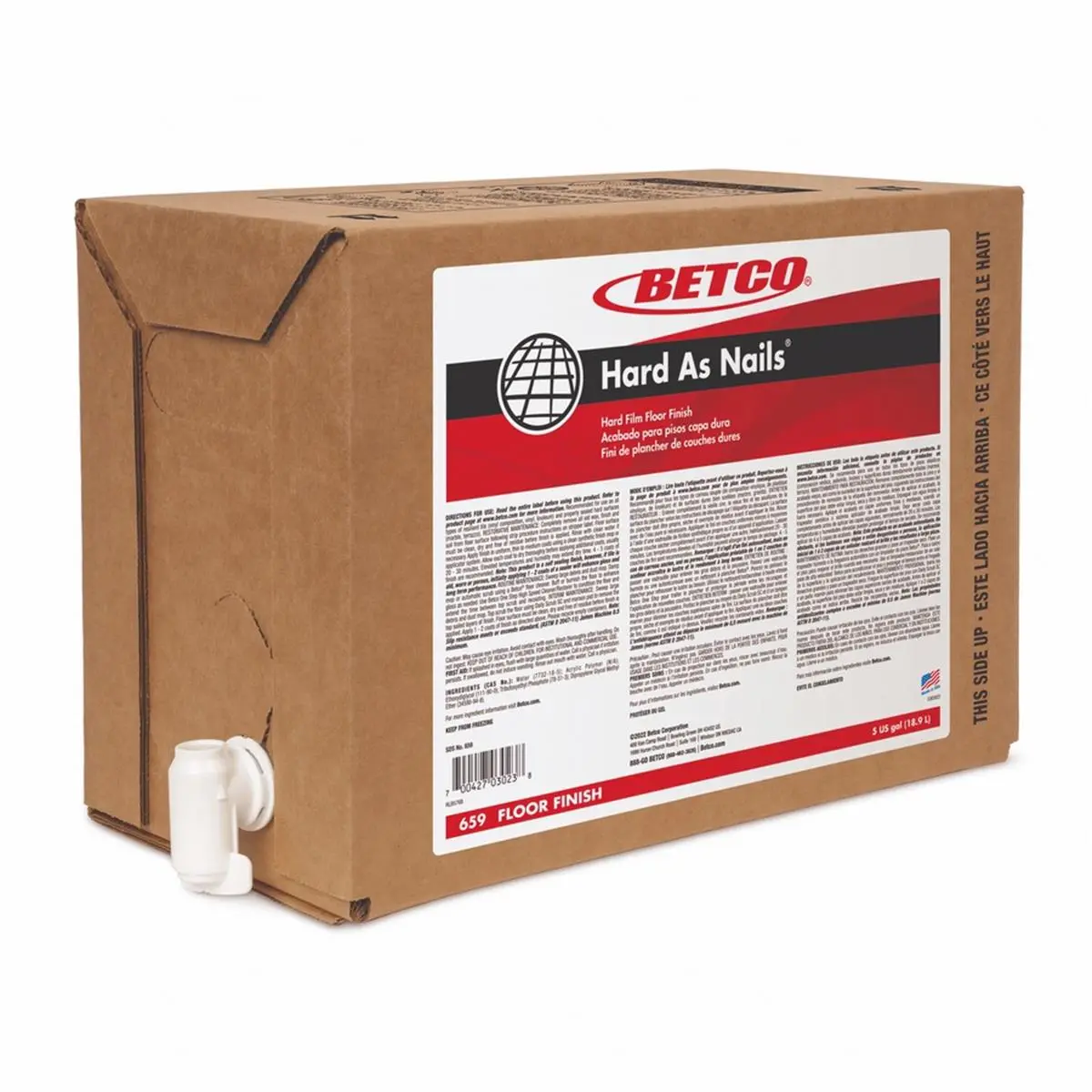 212 MAIN Bag-in-Box High Gloss Polymer Blend Hard As Nails Floor Finish, 640 fl oz, White, Self-Leveling, Easy Dispense