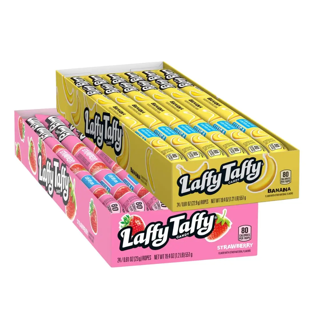 Laffy Taffy Ropes Double Flavor Pack – Banana & Strawberry (2 Packs of 24)