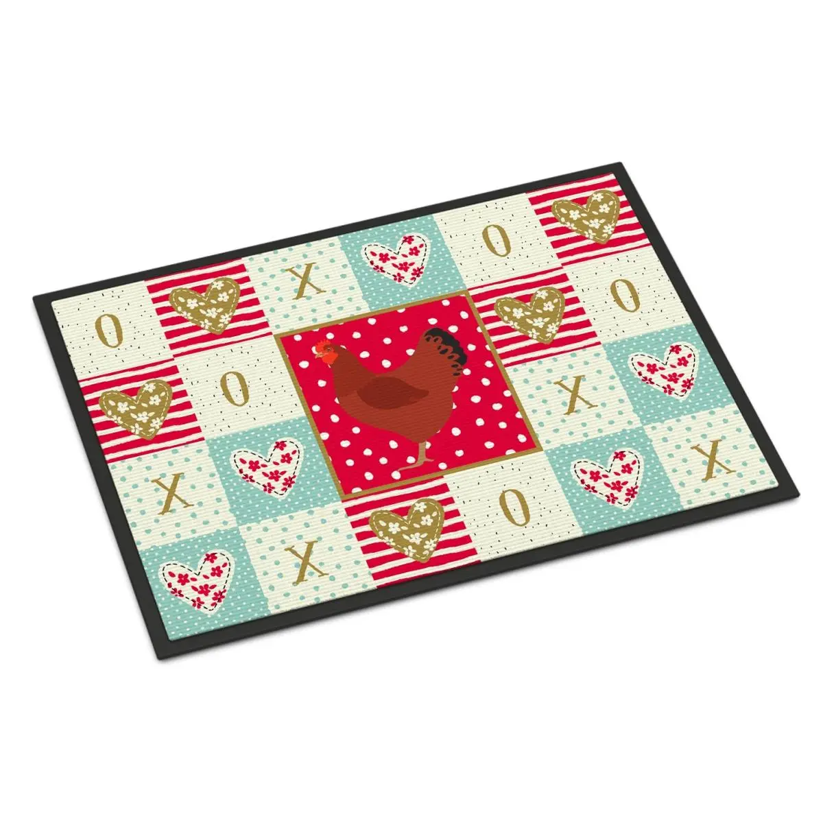 CAROLINE'S TREASURES 18x27 in. New Hampshire Red Chicken Love Indoor-Outdoor Area Rug, Rubber-Backed Household Floor Mat