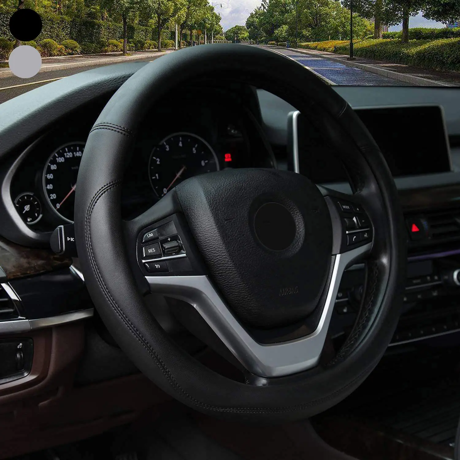 Minimalist Car Steering Wheel Cover, Microfiber PU Leather Car Steering Wheel Protector, Universal Automotive Car Accessories for Men & Women, Car Interior Accessory