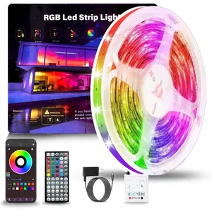 Led Lights for Bedroom 100ft (1 Roll), Color Changing RGB Led Strip with 60 Keys Remote and App Control, Music Sync Led Lights for Room Kitchen Party Home Decor