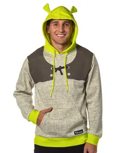 Shrek Costume Pullover Hoodie Sweatshirt With 3D Trumpet Ears On Hood