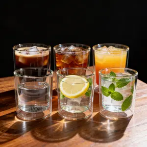 (Set of 2)11ozPremium High Borosilicate Double Wall Insulated Glass Cups, Aesthetic Reusable No-Sweat Mugs, Microwave & Dishwasher Friendly, Perfect For Iced Coffee, Cold Brew, Espresso, Tea, Soda, Juice, Vodka, Cocktails, Home Kitchen Bar Office GlassSet