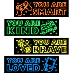 Game Wall Decals Glow in The Dark, Gamer Sticker Inspirational Wall Decor for Boys Room, Kids Bedroom Playroom Nursery Decoration