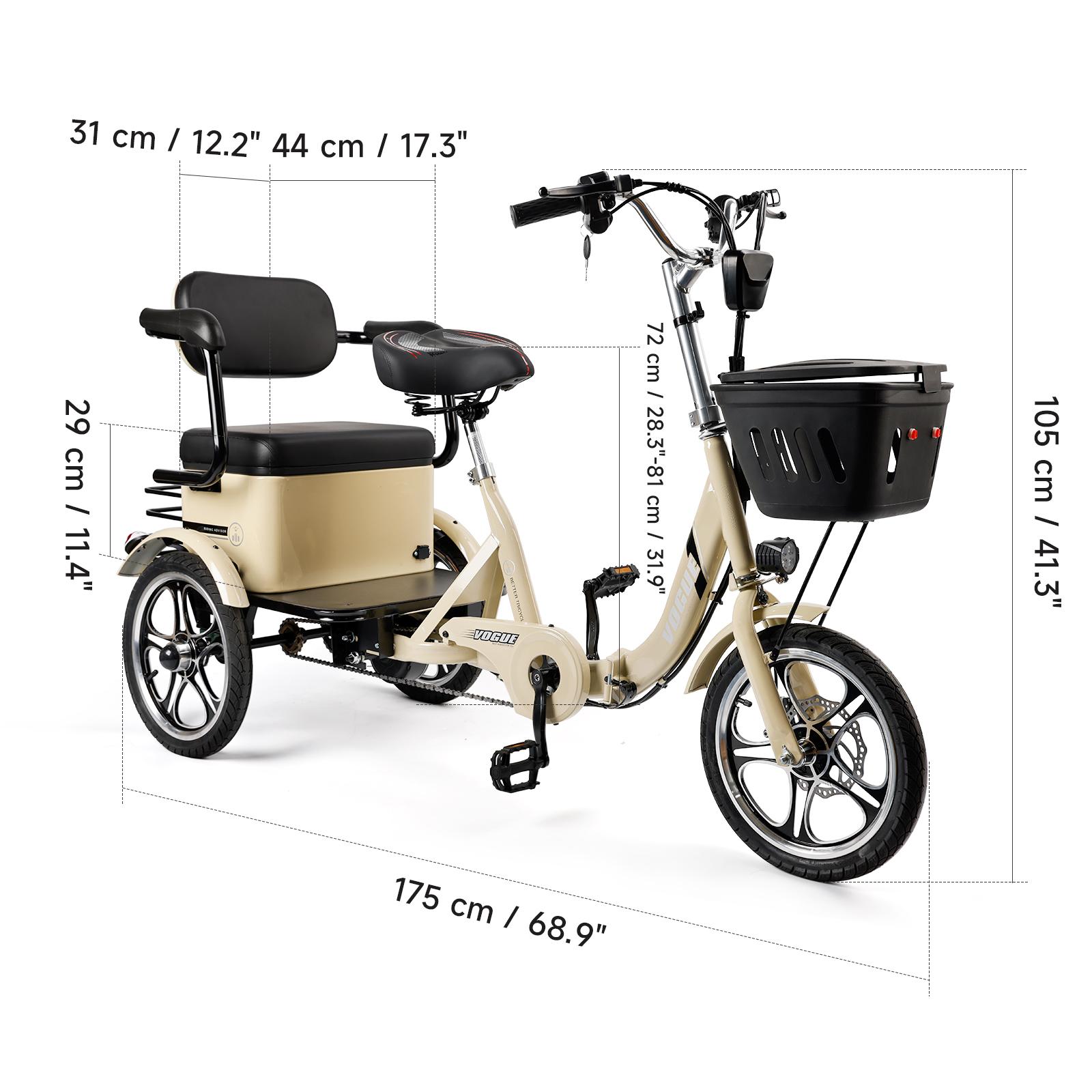 Premium 400W Folding E-Trike Foldable Electric Tricycle with Rear Seat, 3 Wheel Ebike for Adults Olders, Speed Adjustable/Pedal Assist Premium 400W Folding E-Trike Foldable Electric Tricycle with Rear Seat, 3 Wheel Ebike for Adults Olders, Speed Adjustable/Pedal Assist