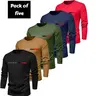 Men's 5-Pack Round Neck Long Sleeve Quick Dry Tees, Lightweight Fitted Athletic Apparel for Workout & Layering, Bulk Comfy Street Wear Gym Tops,sohochic