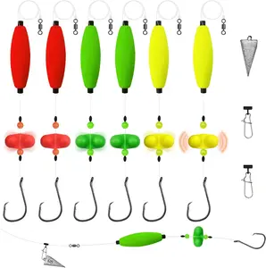 Catfish Rigs Set  6 Pre-Tied Rigs with 2 Sinker Sliders & 2oz Pyramid Sinker, Float Rigs Tackle, Santee Rig, Circle Hooks 6/0  Complete & Ready-to-Use Kit