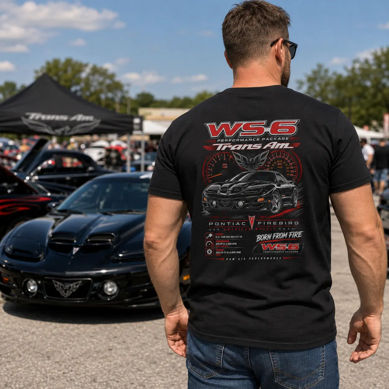 WS6 Trans Am T-Shirt - Ram Air LS1 American Muscle Car Graphic Tee - Gift for Car Lovers - Unisex Gildan 5000 Cotton Shirt S-5XL