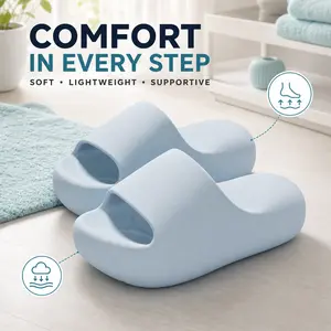 Ergonomic Lightweight Soft Squishy Waterproof Cloud Slides, Cloud Foam Platform Slippers with Shock Absorption, Anti Slip Comfort Slides for Women & Men, Indoor & Outdoor Shower Spa Sandal