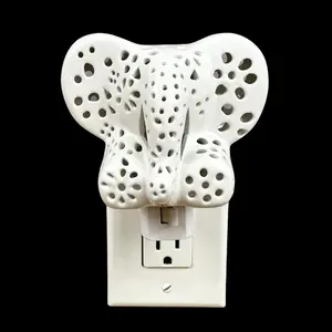Lily's Lights Ceramic Elephant Night Light, Hand Carved LED Night Light