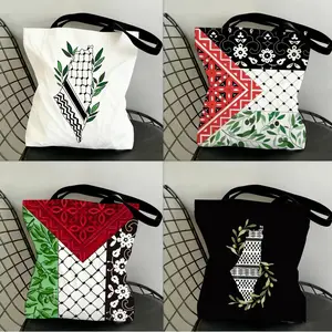 Cool p-Palestine Storage Bags Canvas Double-Sided Print Black and White Tote Bag Large Capacity Shoulder Students Festive Fashion Eco Outdoor Picnic Travel High Quality Shopping Handbag Machine Washable