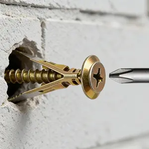 Heavy Duty 65Mn Steel Metal Expansion Anchor Kit No Drill Drywall Anchors, Deep Thread for Gypsum Board Thin Brick Fiber Cement, Keep Wall Clean & Repair-Free, Screws Removable Anchor Retained No Large Holes