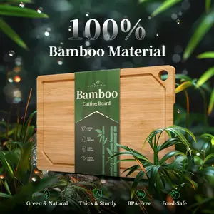 Large Bamboo Cutting Board 15 x 10 Inches, Natural Wood Chopping Board for Kitchen Food Prep, Durable Thick Wooden Cutting Board for Meat, Vegetables and Fruits, Smooth Surface Easy to Clean, Single Piece Kitchen Board