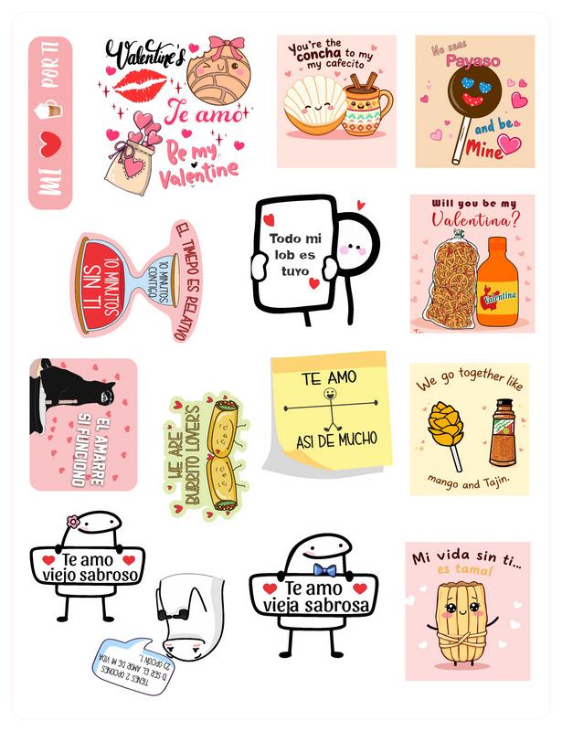 30-Piece Mexican Themed Love & Romantic Sticker Set – Funny & Cute Stickers for Couples, Amigos & More – Waterproof Vinyl Decals Diy Kit Scrapbook Page