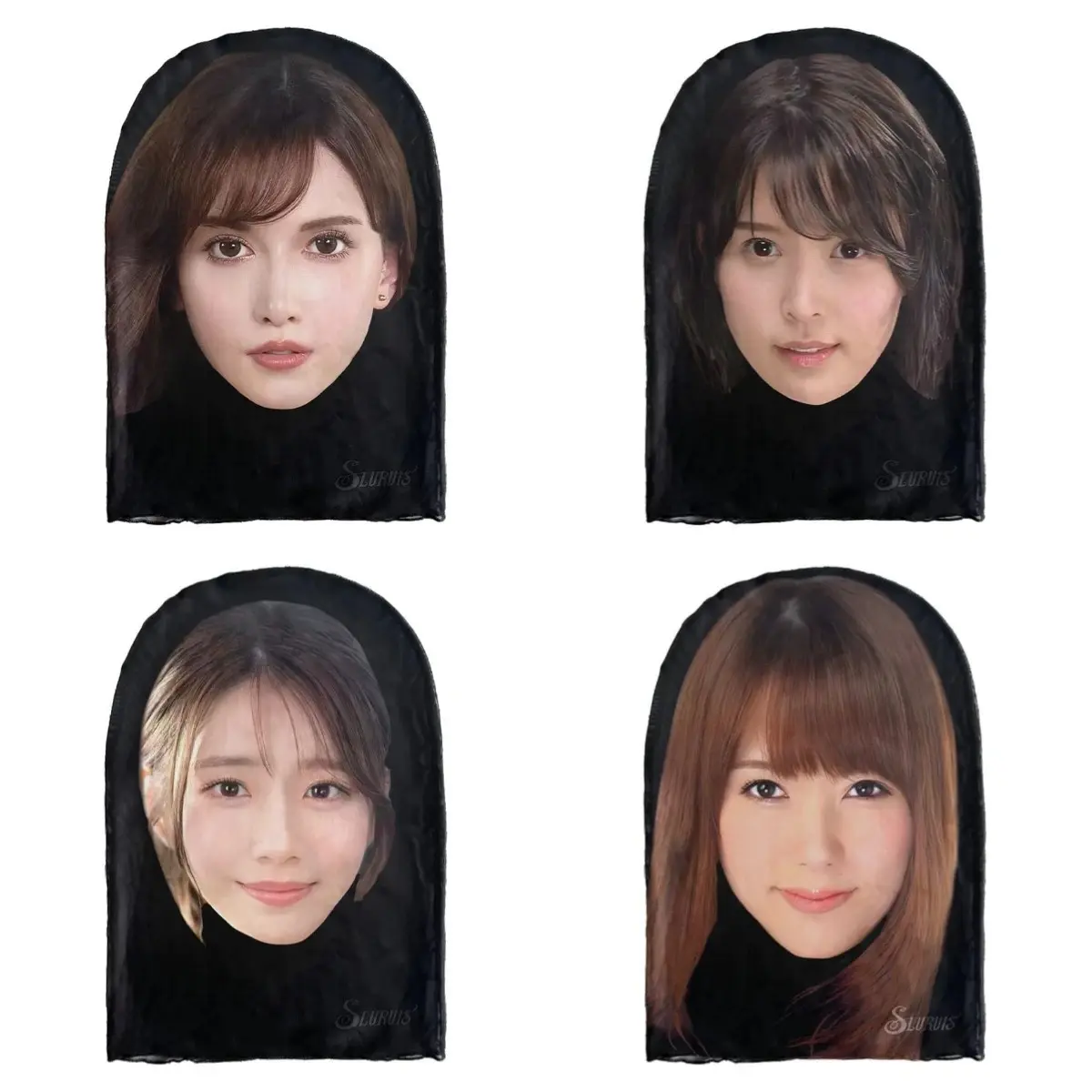 3D Japanese-Style Female Character Full-Face Mask – Funny Mesh Parody Headgear for Cosplay, Live Streaming & Parties