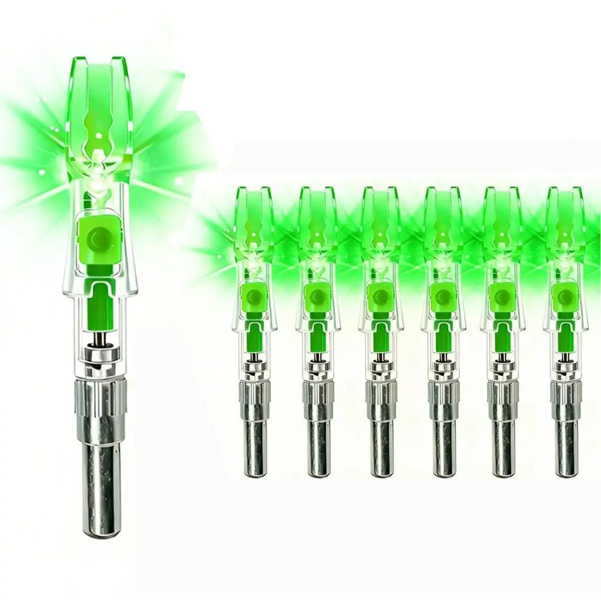 JianZD 6-Pack Lighted Nocks for Arrows .204/.233/.242/.244/ Lighted Arrow Nocks for Archery Hunting Light Up Nocks with ON/Off Switch for Archery Green Outdoor