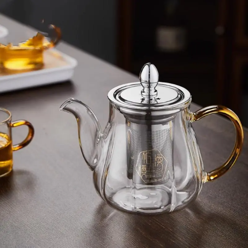 Pumpkin Pot Glass Heat-resistant Flowering Tea Pot Stainless Steel Filter Teapot For Stovetop Kitchenware