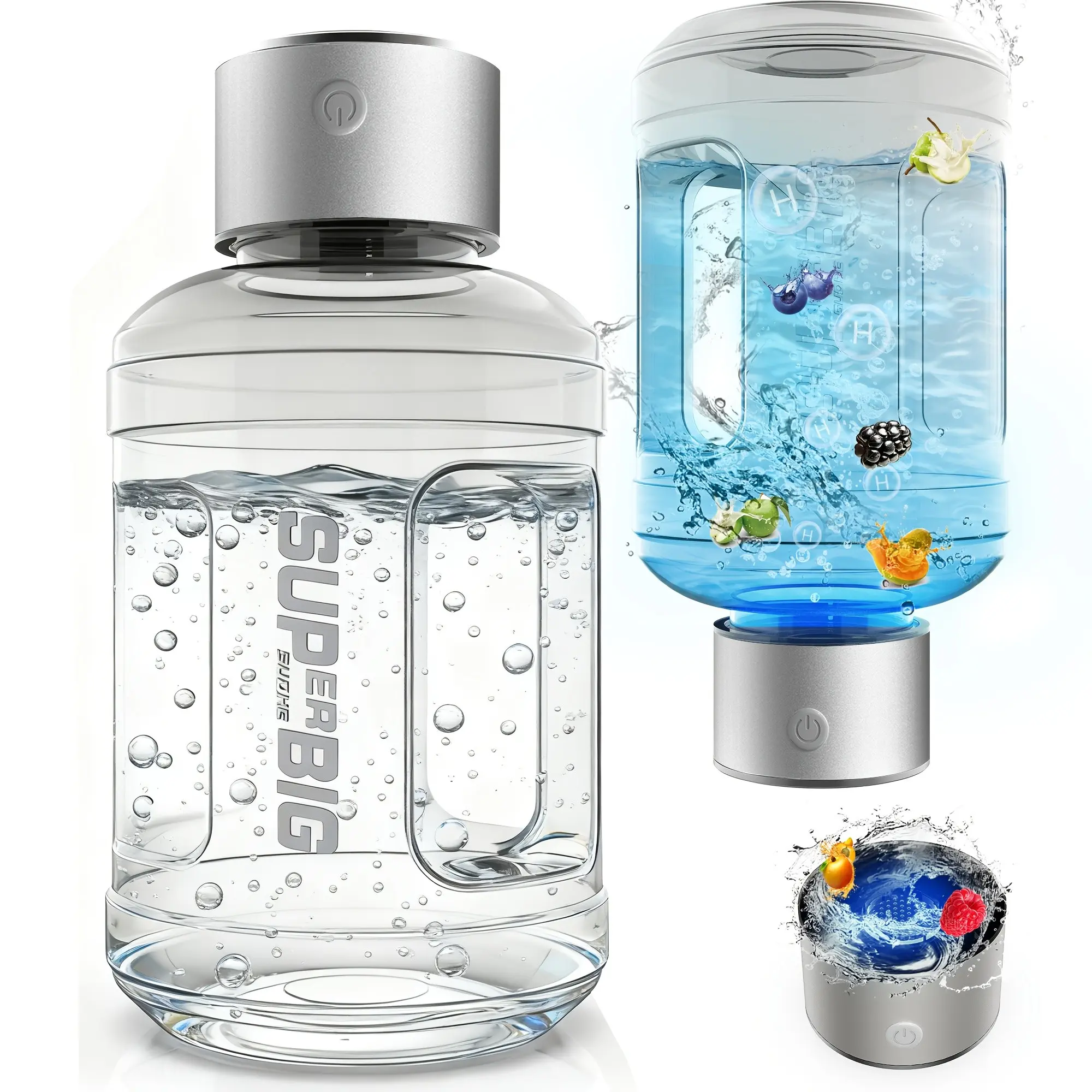 54.1oz Portable USB Rechargeable Hydrogen Water Bottle with & Lid Suitable for Sports, Gym, Travel, - Large Capacity Hydrogen-Rich Water Generator, Handheld for Home & Outdoor Use, High-Concentration Hydrogen Water Cup