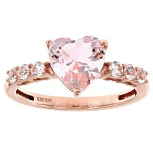 JTV Pink Cubic Zirconia 18k Rose Gold Over Sterling Silver Heart Ring 1.95ctw
