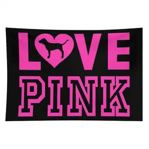60in x 40in  home decor banner Decoration Background Cloth LOVE PINK Pink Slogan Tapestry Flag Wall Hanging Tapestries Aesthetic Room Home Decor Wall Art Decor funny hanging poster fan bedroom living room gift